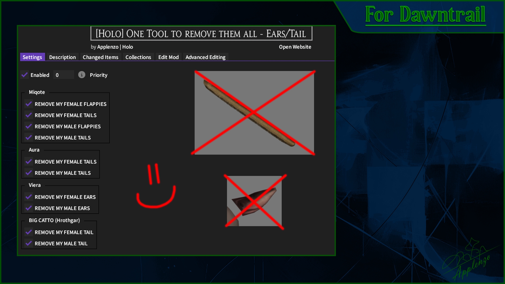 [Holo] DT - Toggles for Ears/Tail/Flappies - All Races | XIV Mod Archive